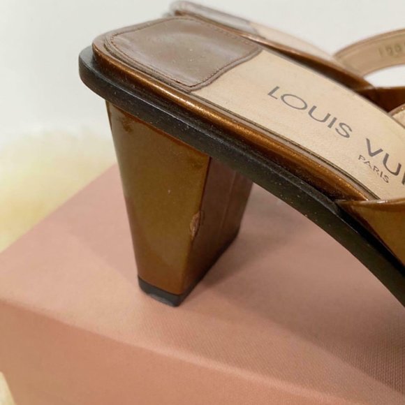Louis Vuitton Patent Leather LV Block Slide Bronze - Picture 6 of 7